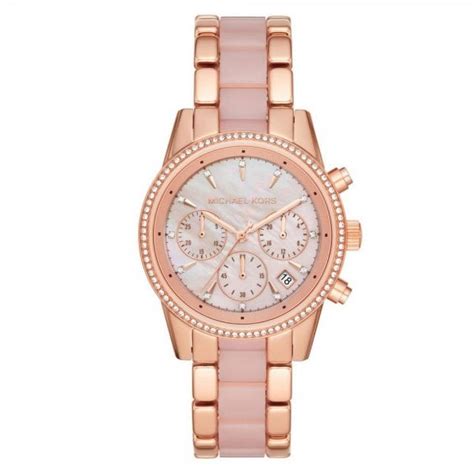 michael kors ritz rose gold-tone and acetate watch|Michael Kors rose gold tone.